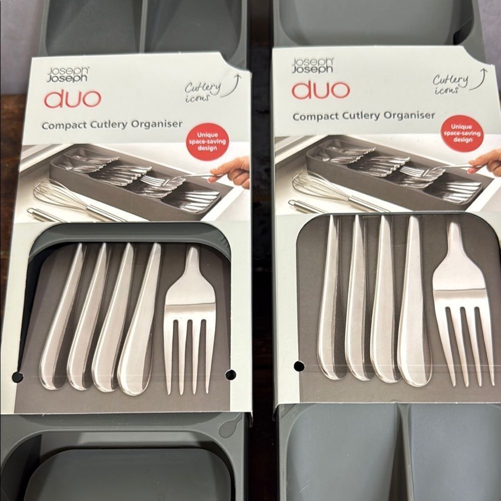 Joseph Joseph duo Gray Compact Cutlery Organiser | Set of 2
